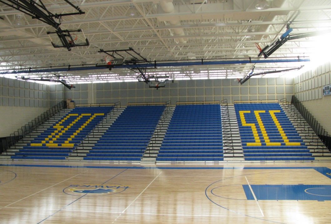 Gym and bleachers at Rancho Santiago Community College