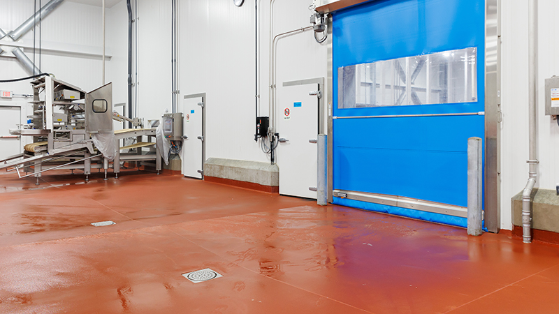 Cementitious seamless flooring in the food and beverage manufacturing plants.